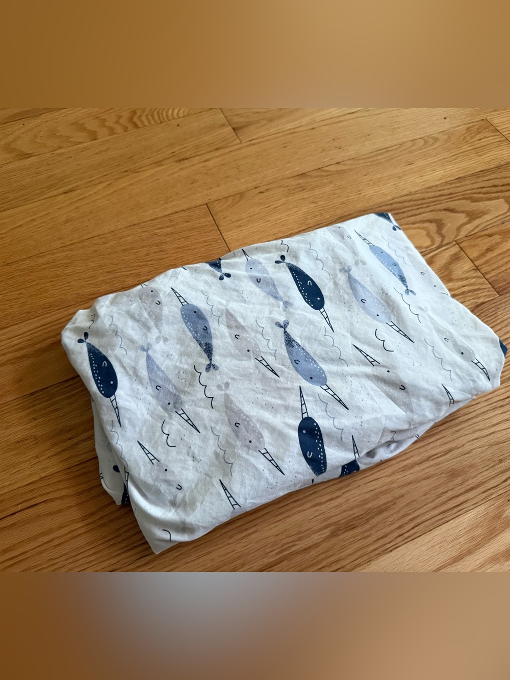Just Born narwhal fitted crib toddler bed sheet